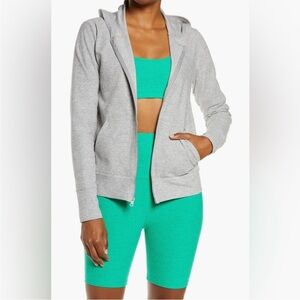 Beyond Yoga Everyday Space Dye Heather Gray Zip-Up Hoodie - Size Large